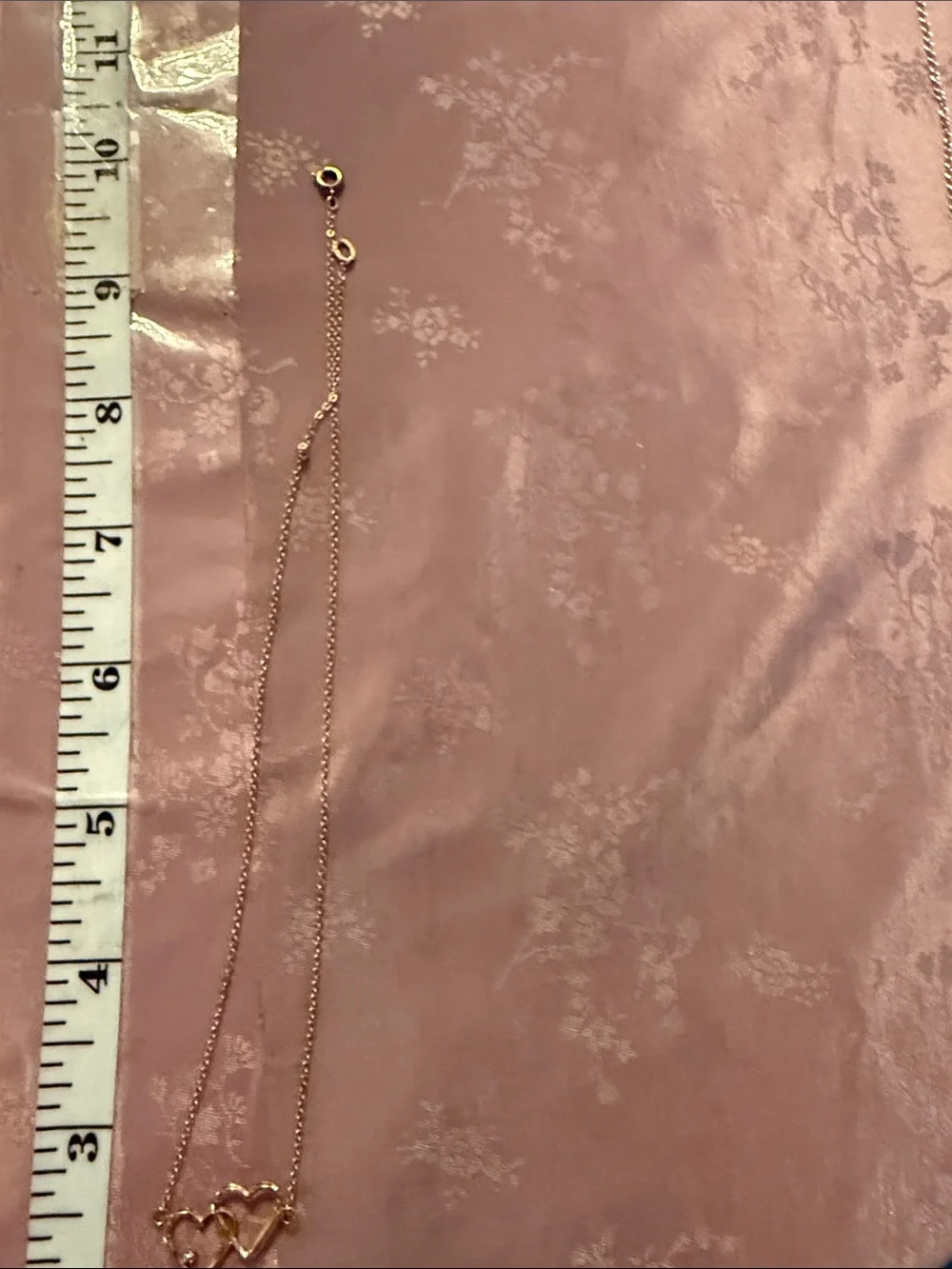 Vintage Gold filled Double Heart Necklace with Clear Stone Accent